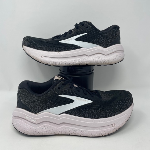Brooks Ghost Max 2 Shoes Women's Size 7 Medium B Black White Orchid Ice Sneakers - Picture 2 of 8